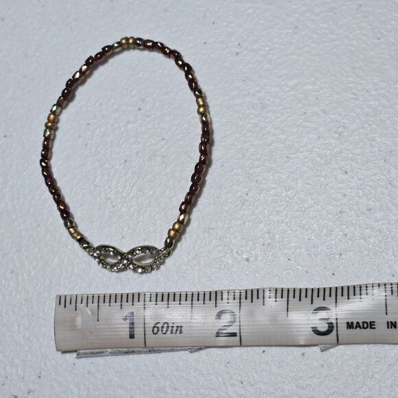 Elegant Beaded Infinity Bracelet Rhinestone Accent Classic Fashion Jewelry Women - Picture 4 of 4